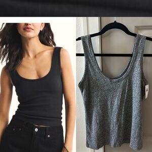 NWT A&F (S) Grey Scoop Neck Tank Top Soft AF Collection Abercrombie & Fitch